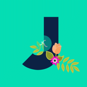 J Flower alphabet Lottie JSON animation