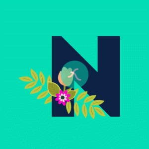 N Flower alphabet Lottie JSON animation