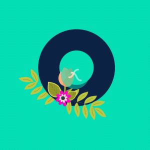 O Flower alphabet Lottie JSON animation