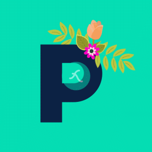P Flower alphabet Lottie JSON animation