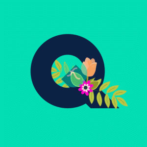 Q Flower alphabet Lottie JSON animation