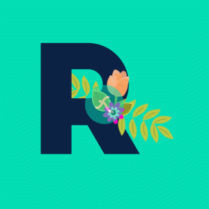 R Flower alphabet Lottie JSON animation