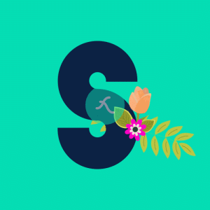 S Flower alphabet Lottie JSON animation