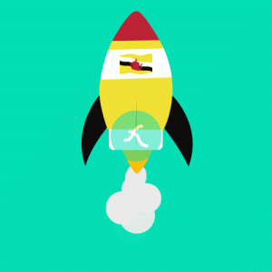 Brunei rocket Lottie JSON animation